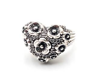 Stephen Dweck Sterling Silver Diamonds Heart Ring