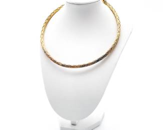 Vintage Sterling Silver Gold-Tone Weave Collar Necklace