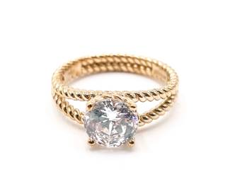 Sterling 925 Ring w/ Clear Round Stone