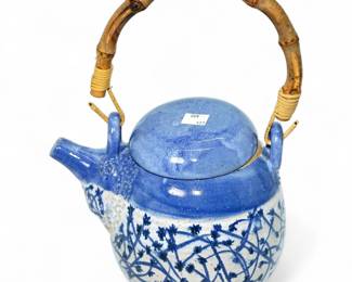 Handcrafted Japanese-Style Blue & White Ceramic Teapot