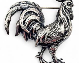 MCM Vintage Sterling Rooster Brooch