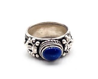 Handmade 925 Sterling Silver Lapis Lazuli Ring Size 7