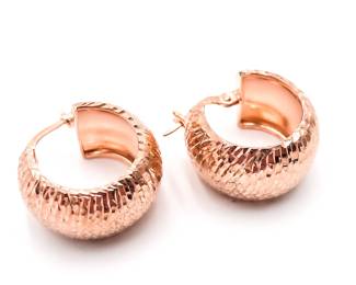 925 Sterling Rose Gold-Tone Hoop Earrings