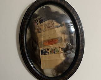 Antique framed human hair
