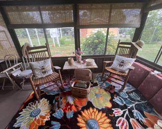Rocking chairs, bee pillows