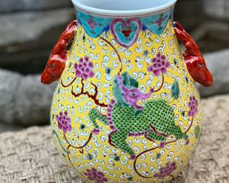 Hand painted Jingdezhen porcelain vase double deer handles