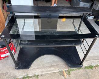 Black metal and glass top desk $ 75.00