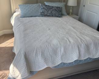 Queen Size Serta Mattress Series 700 Back smart.- with adjustable base $450 Grey queen frame with headboard and foot board. Headboard 56” Tall-$200