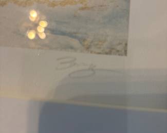 Framed print in brushed gold frame signed 32”x 60"-$350