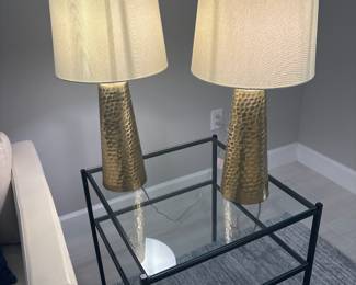 2-Hammered Gold Lamps 26" -$120/each