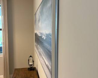 Large Grey coastal print in silver frame 31” x 60”-$200