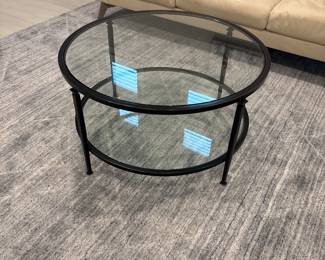 round glass and metal 2 tiered cocktail table 18” x 32”-$160