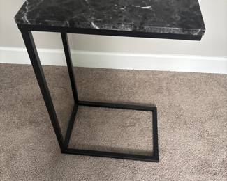small faux marble and metal bedside or chair side table 29” x 12 1/2” x 18 1/2”-$30