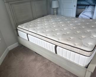 Queen Size Serta Mattress Series 700 Back smart with adjustable base.-$450 Grey queen frame with headboard and foot board. Headboard 56” Tall-$200