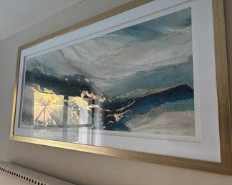Framed print in brushed gold frame signed 32”x 60"-$350