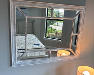 white wash plastic window mirror 24” x 30”-$70