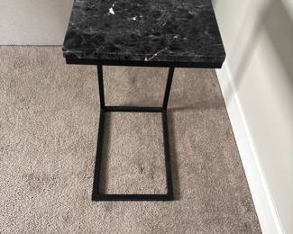 small faux marble and metal bedside or chair side table 29” x 12 1/2” x 18 1/2”-$30