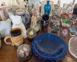 Example of glassware and memorabilia available.