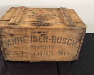 Anheuser Busch Beer Crate With Lid And Partial Bottom