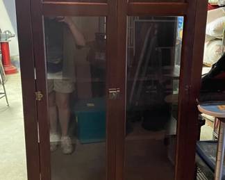 Antique Wooden Cabinet w Glass Panes