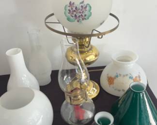 Vintage Lamp And Glass Shades