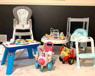 Assorted Baby Toys, High Chair, Toilet Seat, And More
