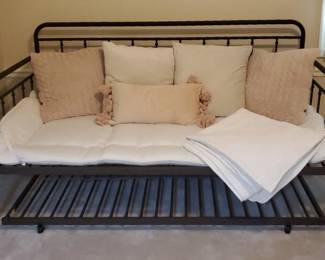 Cast Iron Daybed Frame, Freestanding Rolling Trundle