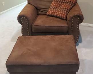 Brown Suede Chair Ottoman