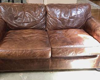 Restoration Hardware Leather Loveseat