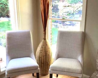 Arhaus Upholstered Chairs With Decorative Vase