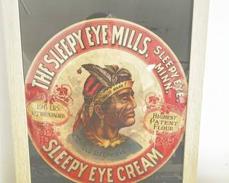 Vintage Sleepy Eye Framed Sign