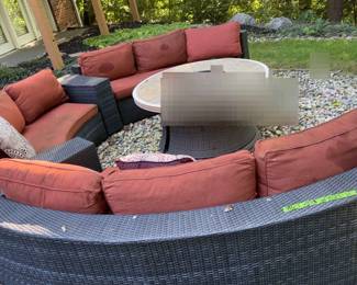 Frontgate Circular Vinyl Wicker Sectional
