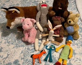 Vintage Steiff Snorry Fox, Gund Winnie the Pooh, Gumby, Marge Simpson,  More 