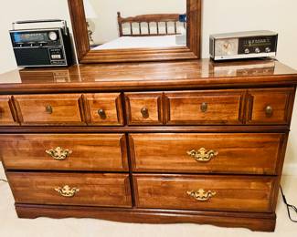 Mid Century Modern Dresser and Mirror with Matching With Matching Night Stand