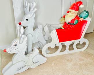 Vintage Santa, Sleigh & Reindeer