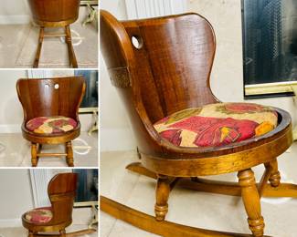 Vintage Doll Rocking Chair with Barrel Shaped Seat  