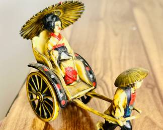 Vintage Japanese Celluloid Rickshaw Figurine