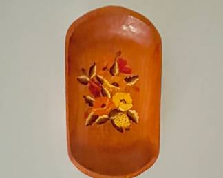Vintage Rosemaling style Wooden Bowl