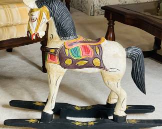 Vtg. Wooden Rocking Horse