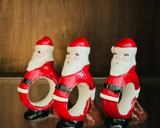 Vintage Ceramic Santa Napkin Rings