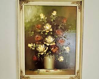 Small Vintage Floral Oil Painting