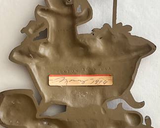 Vintage Sexton 'Bath Boy Fishing in Tub' metal wall plaque