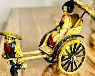 Vintage Japanese Celluloid Rickshaw Figurine