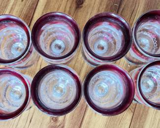 King’s Crown Thumbprint Cordial Glasses with a Ruby Flash