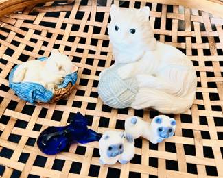 Vtg Ceramic, Glass & Porcelain Cats