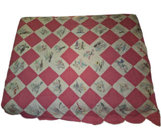 Hand quilted Antique all 50 state birds embroidered.