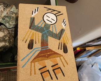 Southwestern Sand Art Tile Native Style Figure Handmade Wall Decor