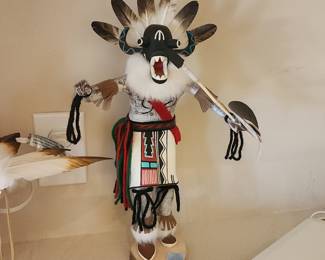 Hand Carved Ogre Kachina Doll Southwestern Native Style with Feathers