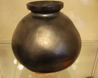 Southwestern Black Pottery Vase Handcrafted Rustic Clay Jar