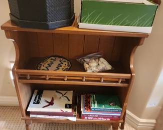 Vintage Solid Wood Magazine Rack Side Table Bookshelf Mid Century Style